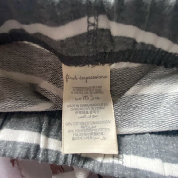 First Impressions Infant Striped Jogger Style Pants-Gray-12M-NWT - Picture 4 of 4